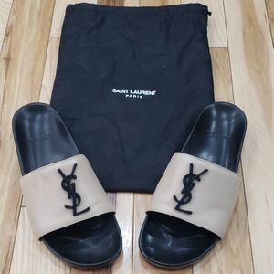 Saint Laurent black and tan slides